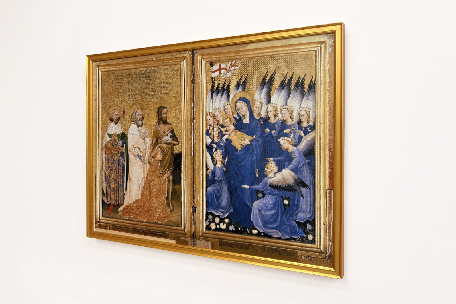 Riccardo II presentato alla Vergine e al Bambino dal suo santo patrono Giovanni Battista e dai santi Edoardo ed Edmondo, c.1395-99 - Master of the Wilton Diptych