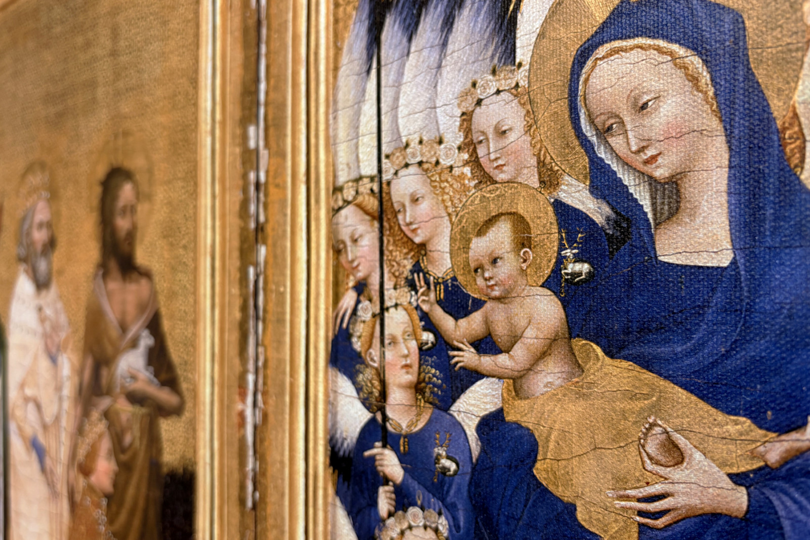 Riccardo II presentato alla Vergine e al Bambino dal suo santo patrono Giovanni Battista e dai santi Edoardo ed Edmondo, c.1395-99 - Master of the Wilton Diptych