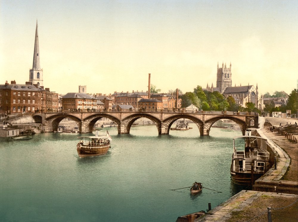 Ponte di Worcester, Worcester, pub. c.1890 - 1900 da English Photographer
