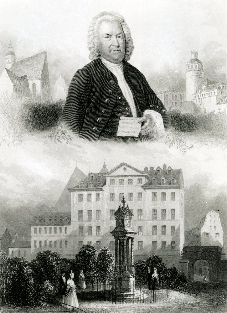 Ritratto di Johann Sebastian Bach (1685-1750) e Monumento da Albert Henry Payne