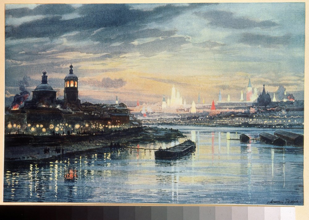 Luminarie a Mosca. Arte russa del XIX secolo. Biblioteca statale russa, Mosca da Albert Nikolayevich Benois