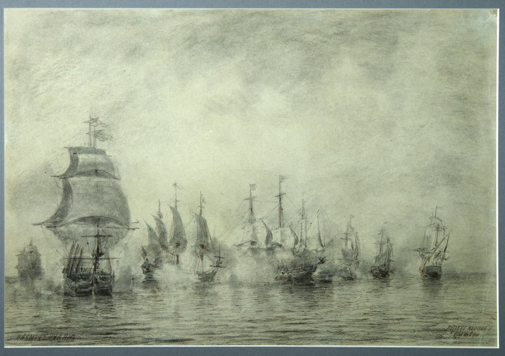 Prima battaglia navale. Naum Senyavin, 1865-1866 da Aleksei Petrovich Bogolyubov