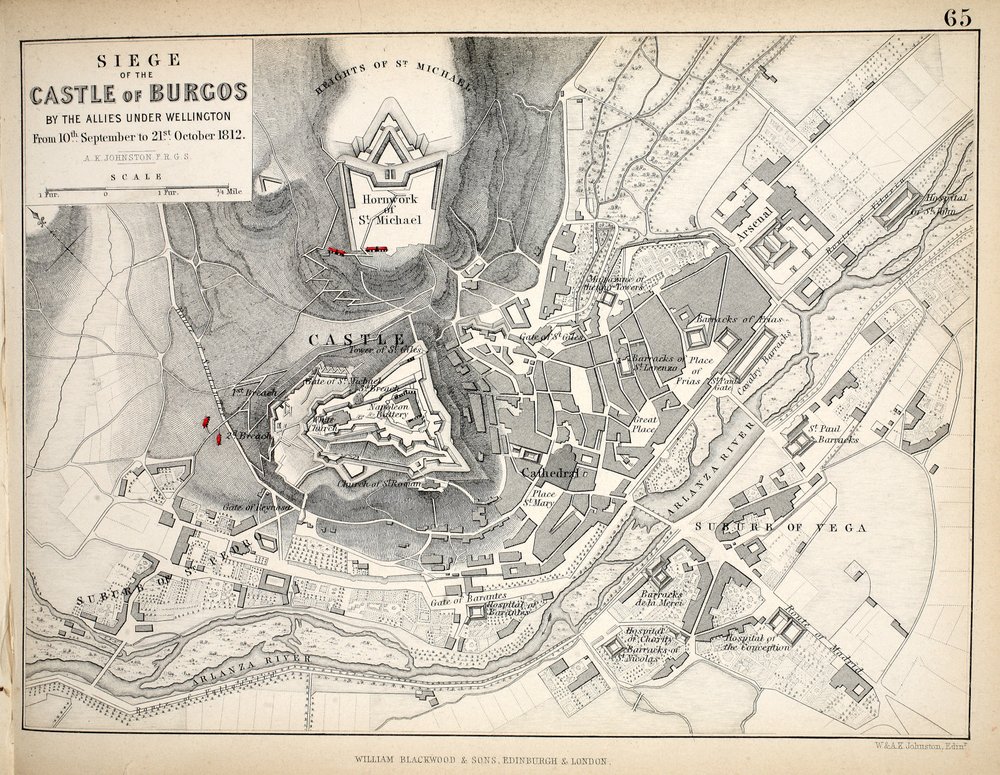 Mappa dell'assedio del castello di Burgos, pubblicata da William ...