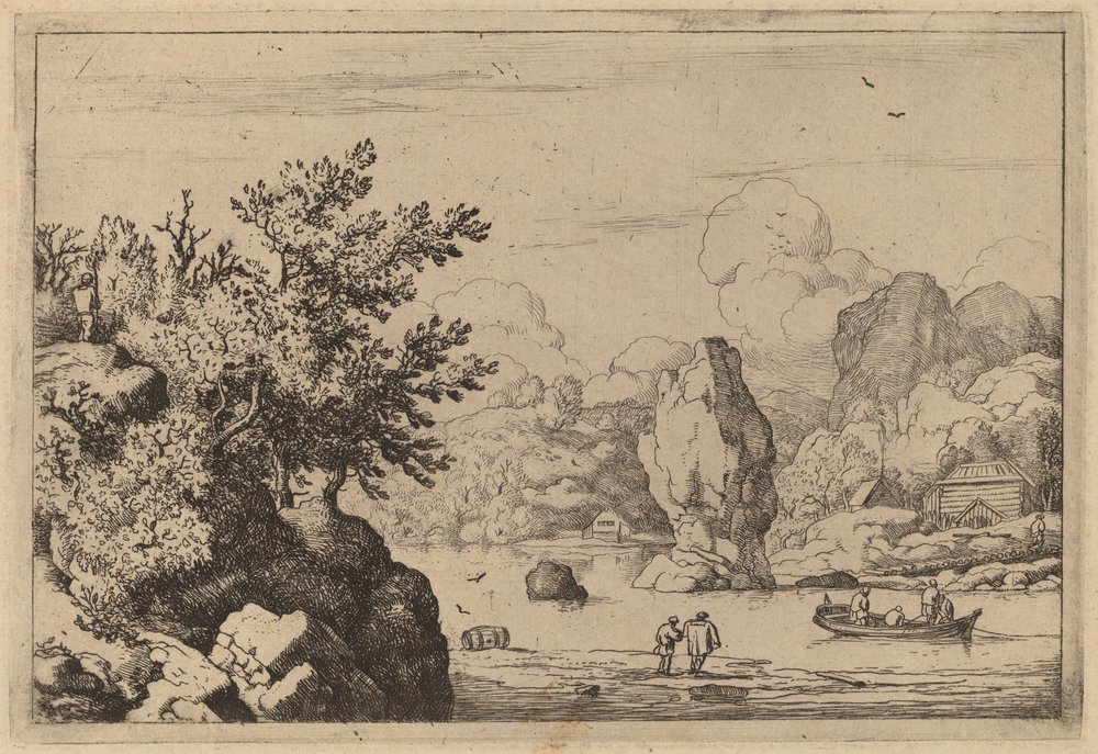 Roccia in mezzo a un fiume | Allart van Everdingen