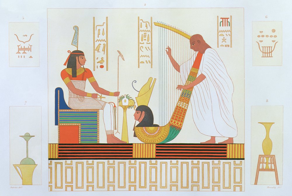 Decorazione della sala delle arpe, tomba orientale, Biban el-Moluk, Tebe, da Description de l
