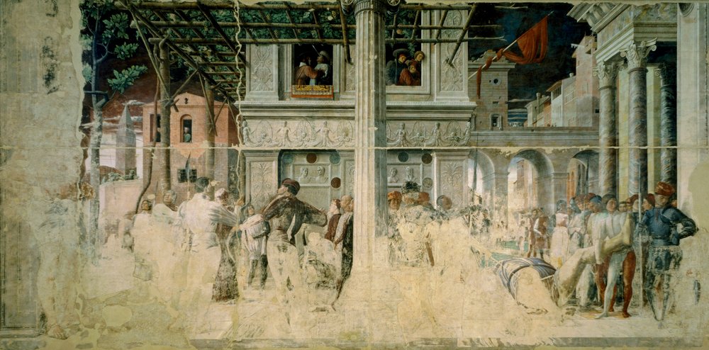 Il martirio e il trasporto del corpo decapitato di San Cristoforo, c