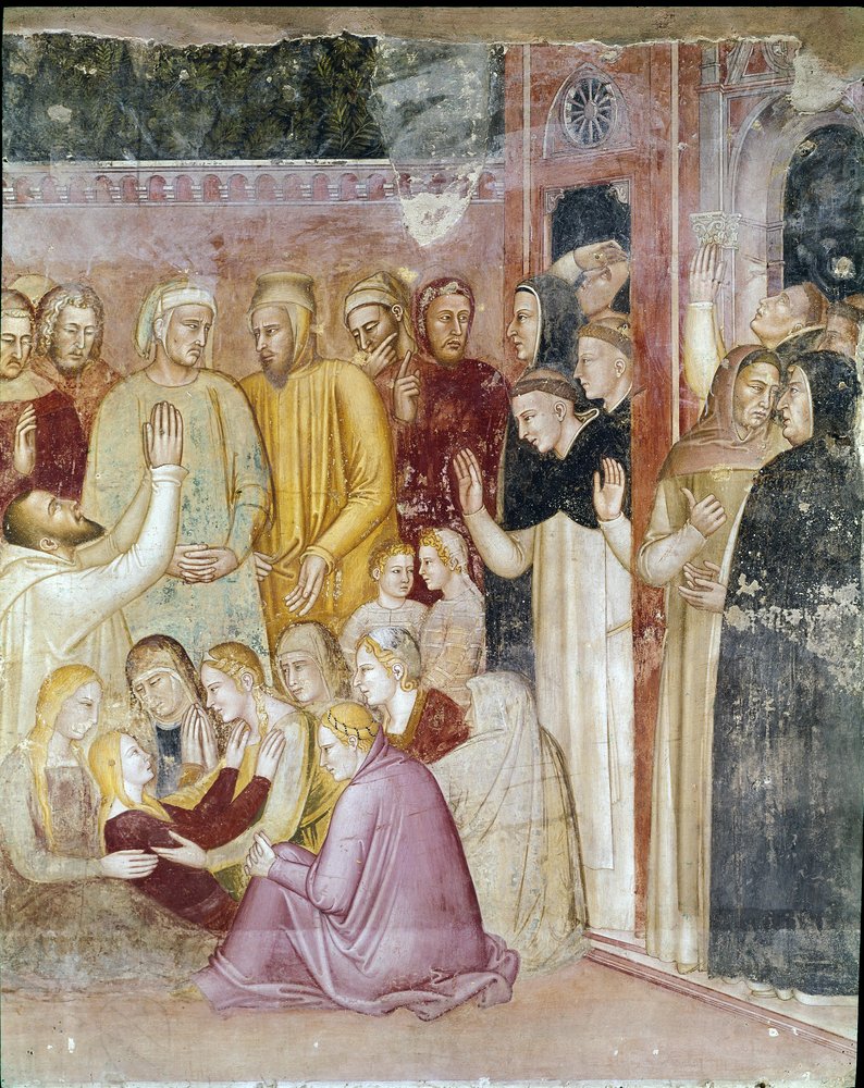 San Pietro Martire guarisce la paralizzata Anna da Andrea di Bonaiuto (fl.1343-77)