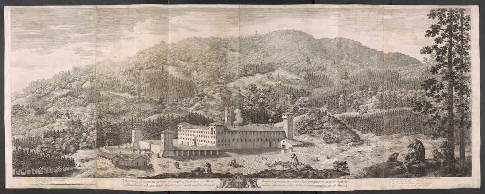 Grande veduta del monastero tra le foreste degli Appennini da Antonio Cioci or Ciocchi