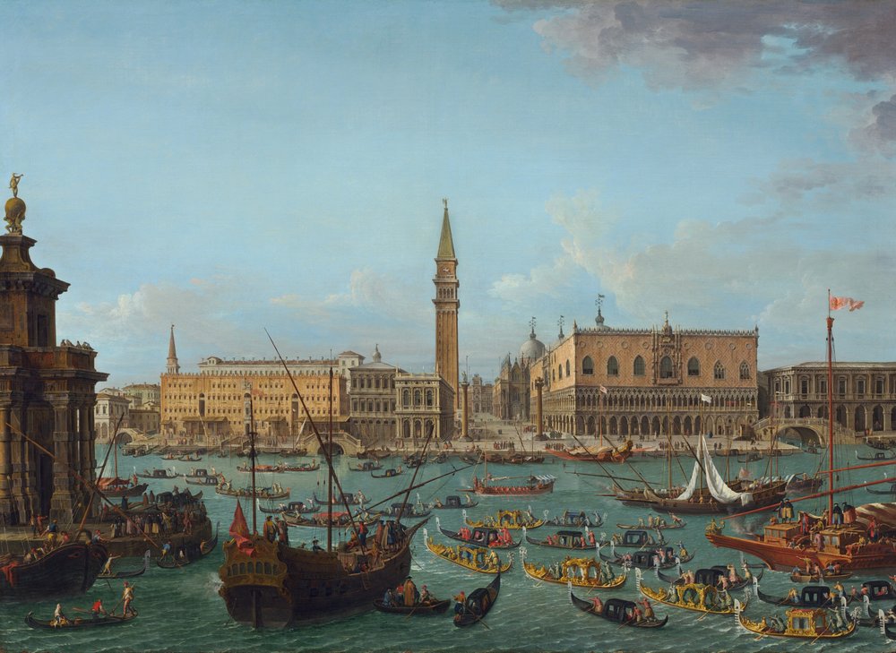 Processione di gondole nel Bacino di San Marco, Venezia, 1742 o successivo da Antonio Joli