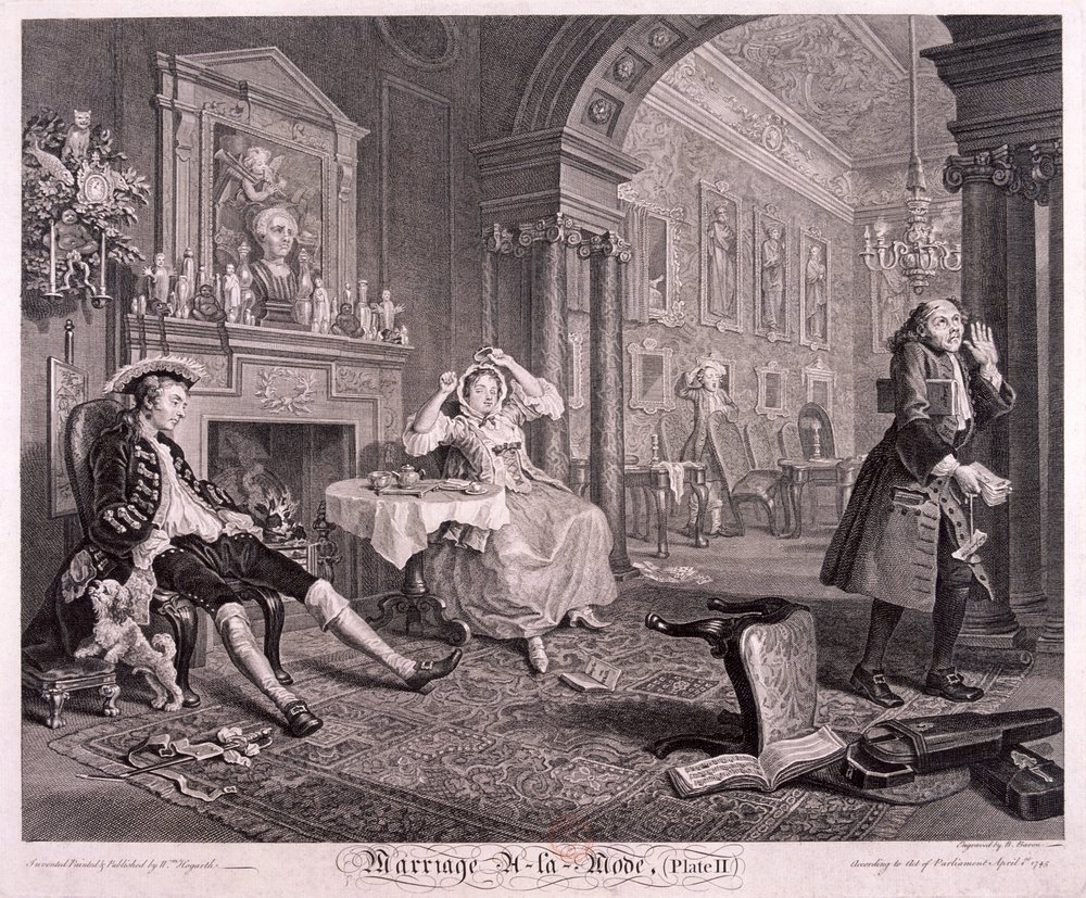 Marriage à la Mode, 1745, tavola II da Bernard Baron