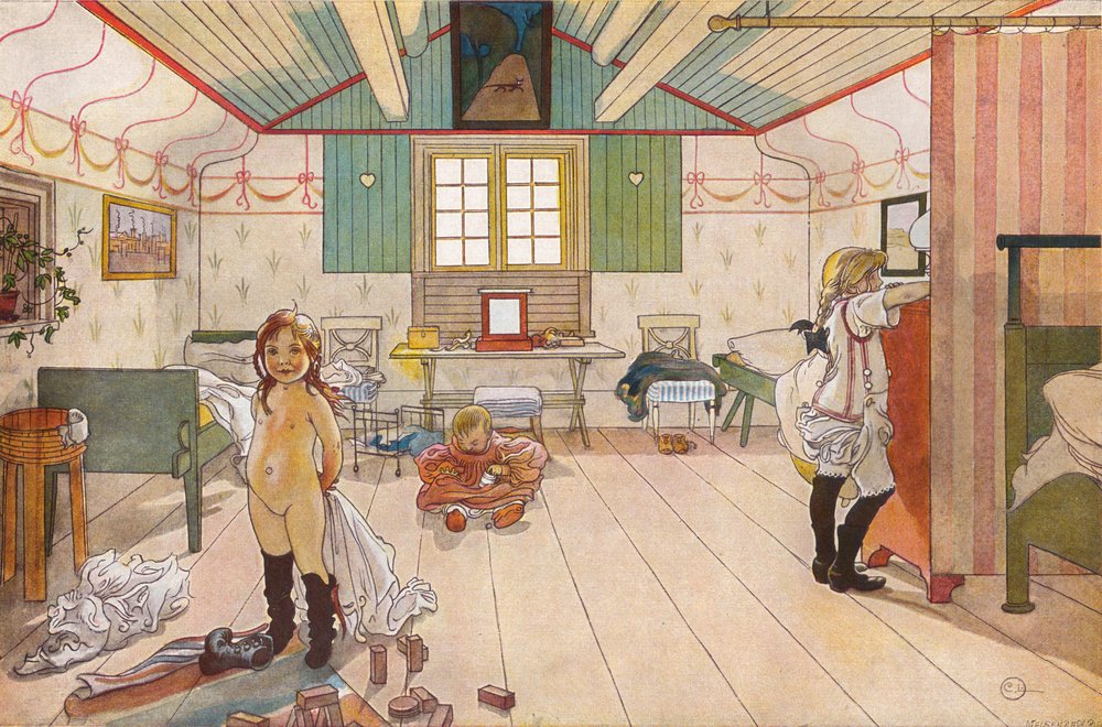 Nella camera da letto delle bambine da Carl Larsson