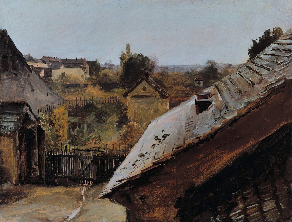 Vista di tetti e giardini, 1835 da Carl Blechen