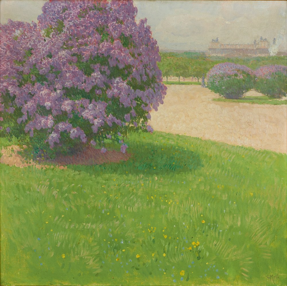 Piazza degli Eroi con i lillà, 1900 circa (olio su tela) da Carl Moll