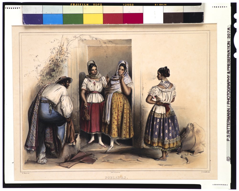 Donne di Puebla, dopo il 1836 da Carl Nebel