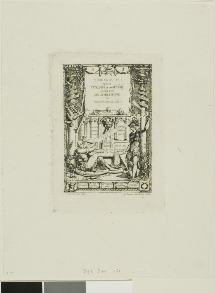Frontespizio per il catalogo delle opere di Thomas De Leu da Charles Meryon