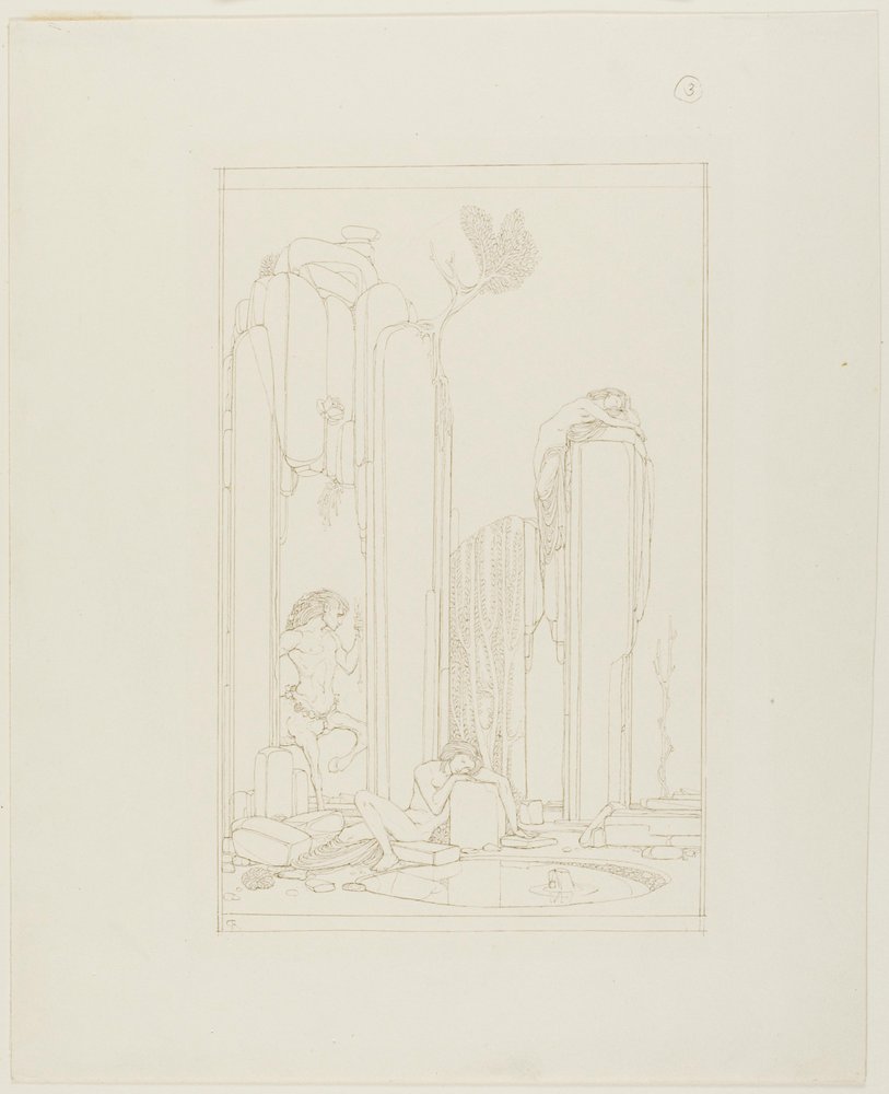 Narciso in piscina; illustrazione per "Il discepolo" di Oscar Wilde da Charles Ricketts