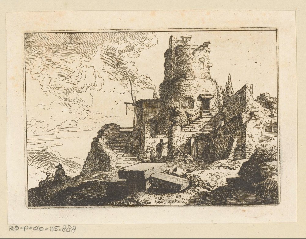 Paesaggio con torre di vedetta | Stampa d'arte