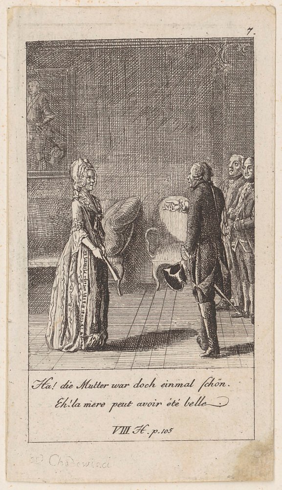 Tavola 7 per «Aneddoti e tratti caratteristici di Federico II, re di Prussia» da Daniel Nikolaus Chodowiecki