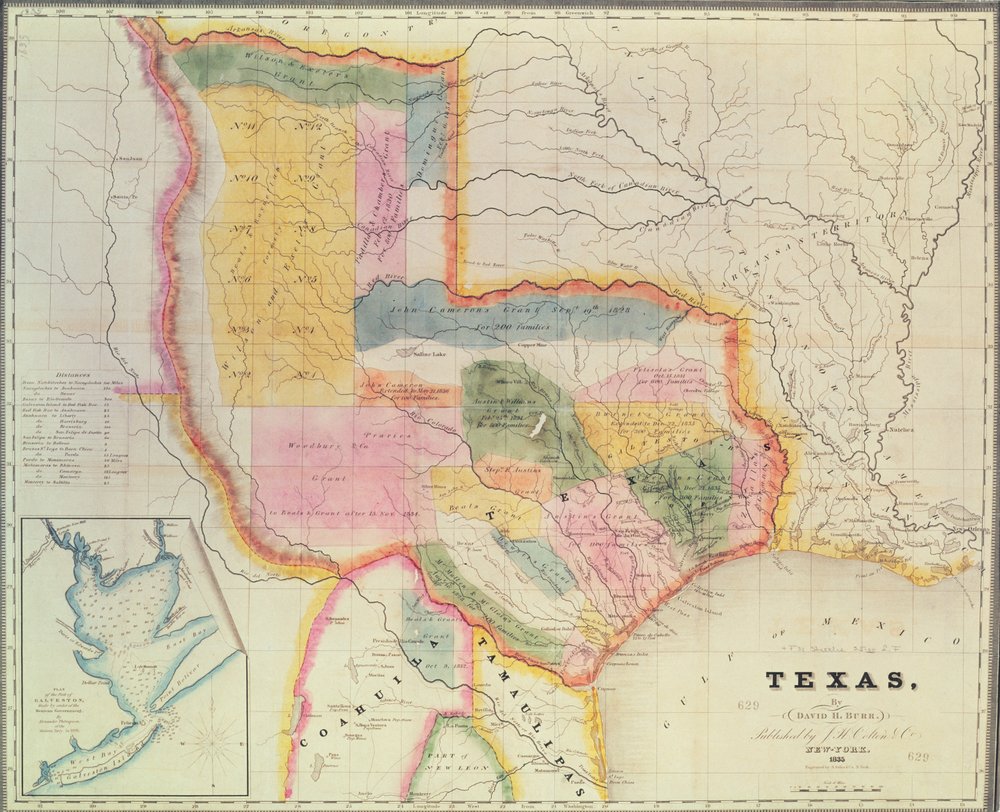 Mappa dello stato del Texas, 1835 da David Burr