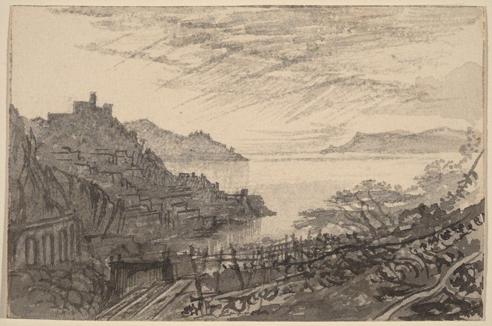 Vista di una baia da una collina (Amalfi) da Edward Lear