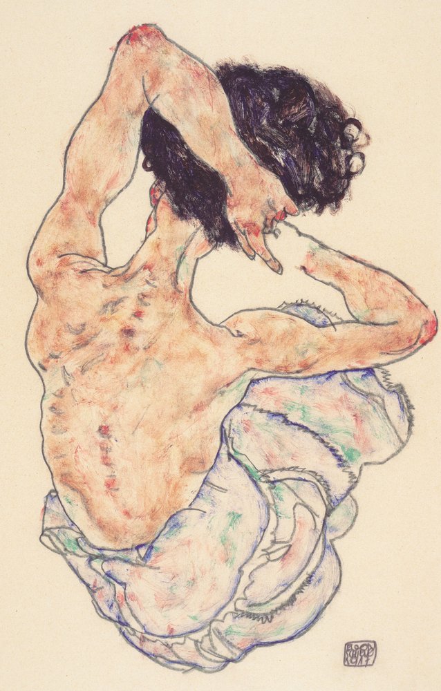 Nudo seduto di schiena da Egon Schiele