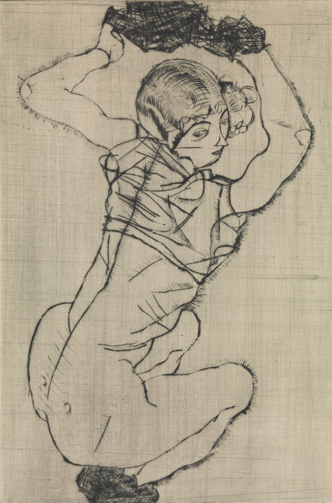 Donna accovacciata, 1914 da Egon Schiele