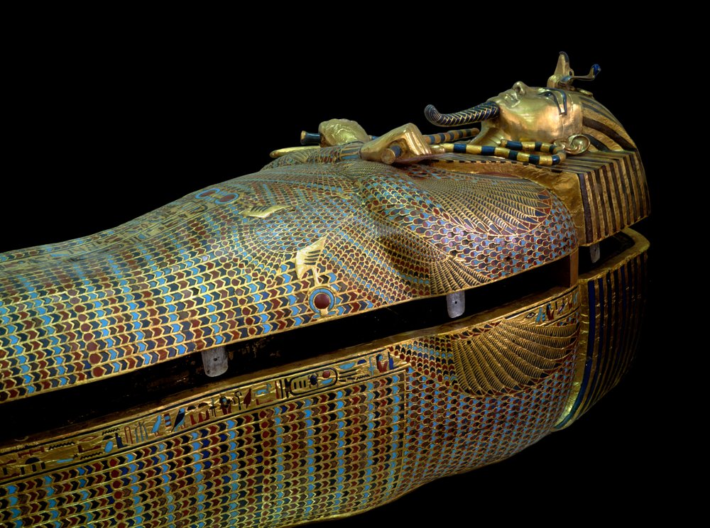 Antichità egizia: sarcofago del tesoro di Tutankhamon (Tutankhamon o All-Ankh-amun) da Egyptian 18th Dynasty