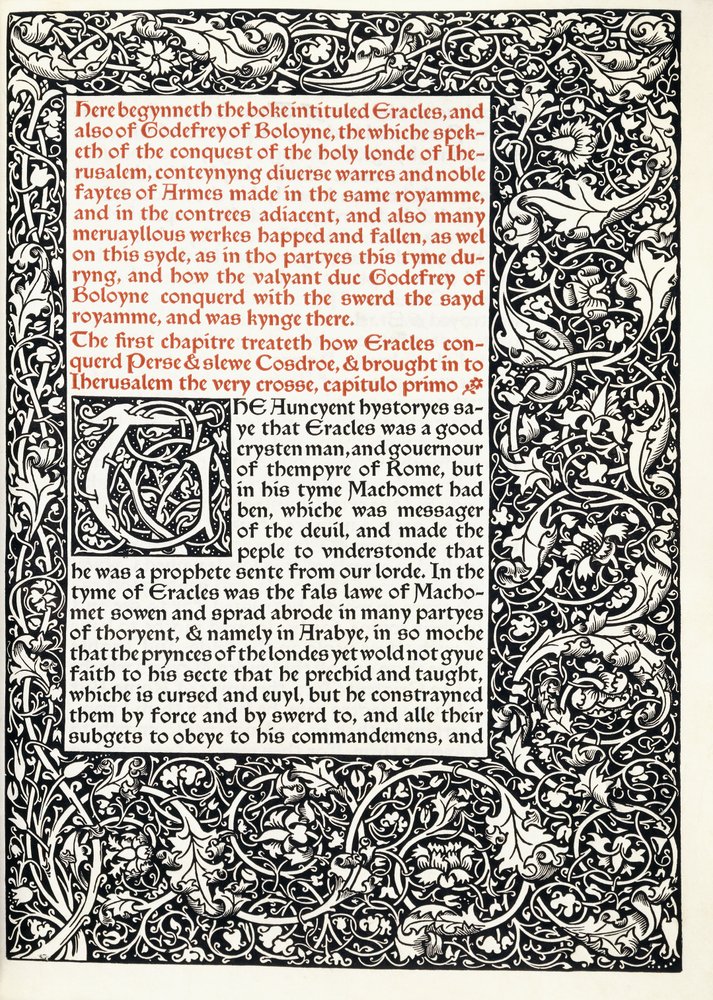 Manoscritto con iniziale istoriata "G" e bordo a tutta pagina, 1893 da English School