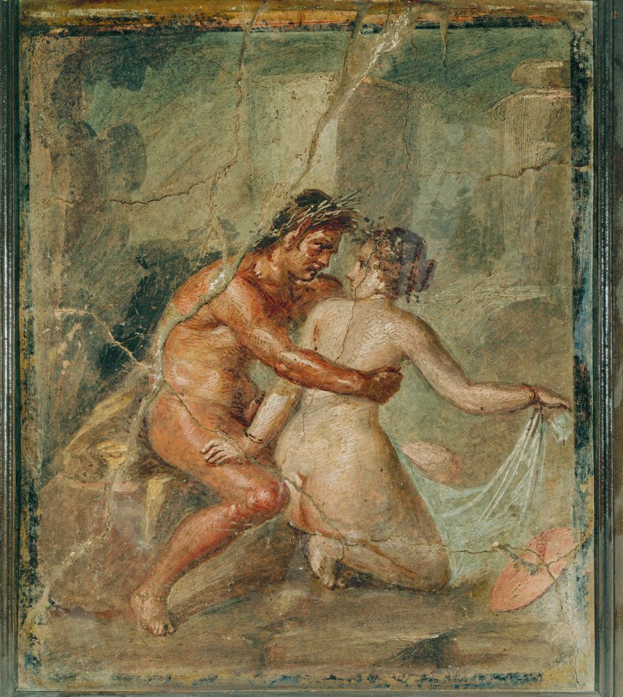 Scena erotica, Pompei, Italia (affresco) da Erich Lessing