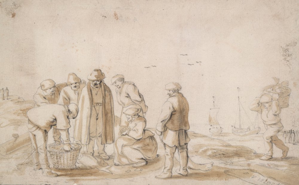 Pescivendoli sulla spiaggia da Esaias van de Velde