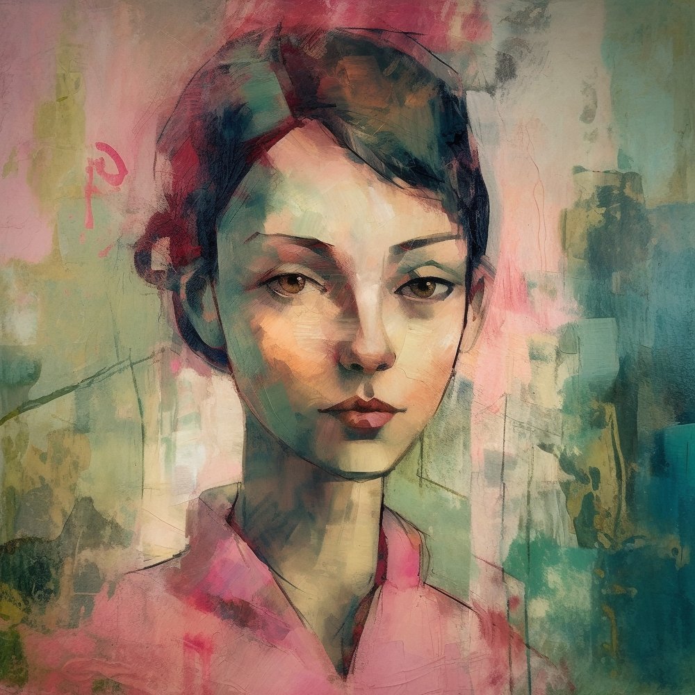 Ritratto astratto di una giovane donna, nello stile di Maurice Denis da F. Abderrahim