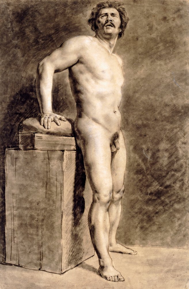 Figura accademica maschile, probabilmente polacca, in piedi da Ferdinand Victor Eugene Delacroix