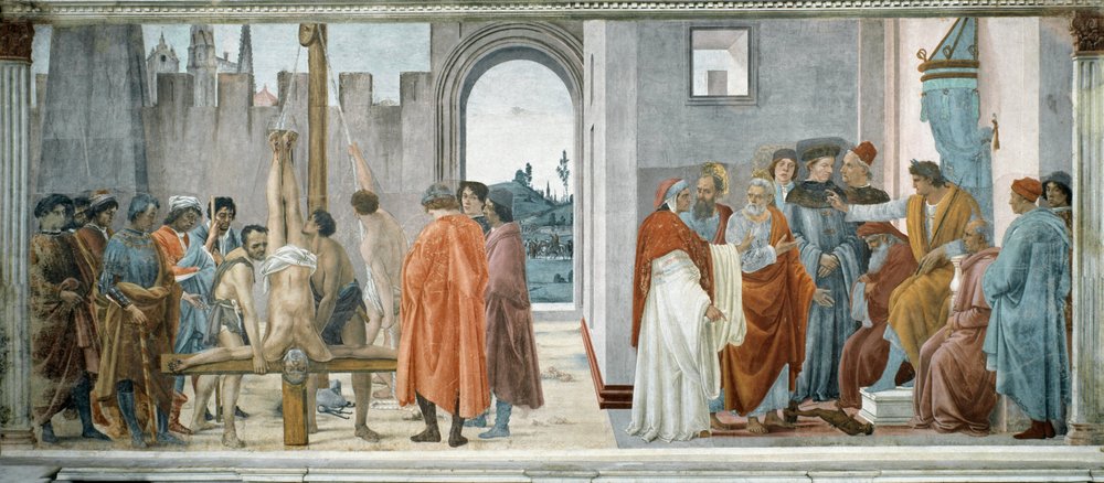 La disputa tra Simone il Mago e la crocifissione di San Pietro (affresco di Filippino Lippi) da Filippino Lippi