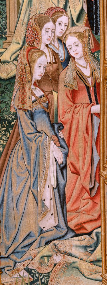 Arazzo fiammingo. Serie La Storia di Davide e Betsabea. Matrimonio di Davide e Betsabea. Secondo pannello della serie. Modello Anonimo. Manifattura Sconosciuta, Bruxelles. 1505. Tessuto oro, seta e lana. da Flemish School