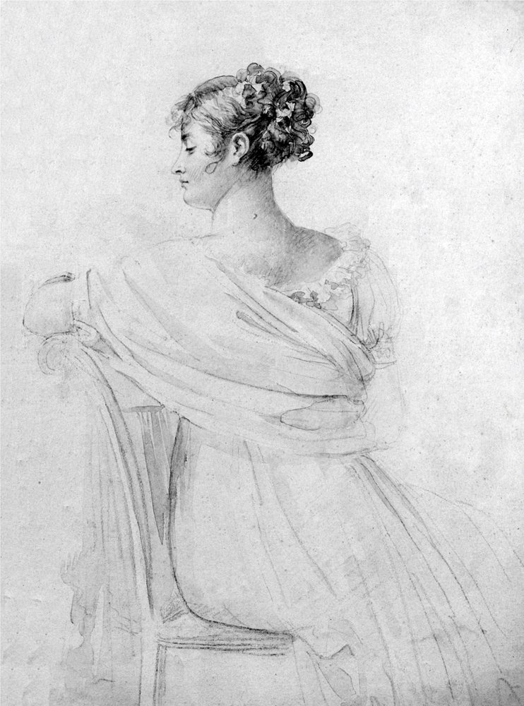 Ritratto della signora Récamier, gesso nero, lumeggiature ad acquerello, di François Gérard. da François Gérard