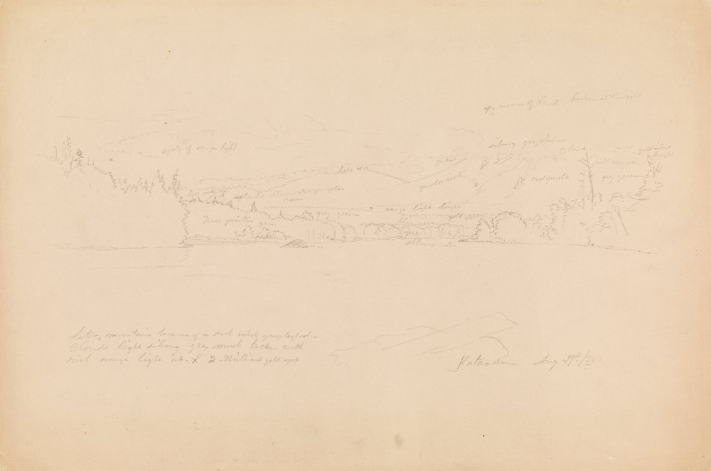 Riva del lago e pendici del Monte Katahdin da Frederic Edwin Church