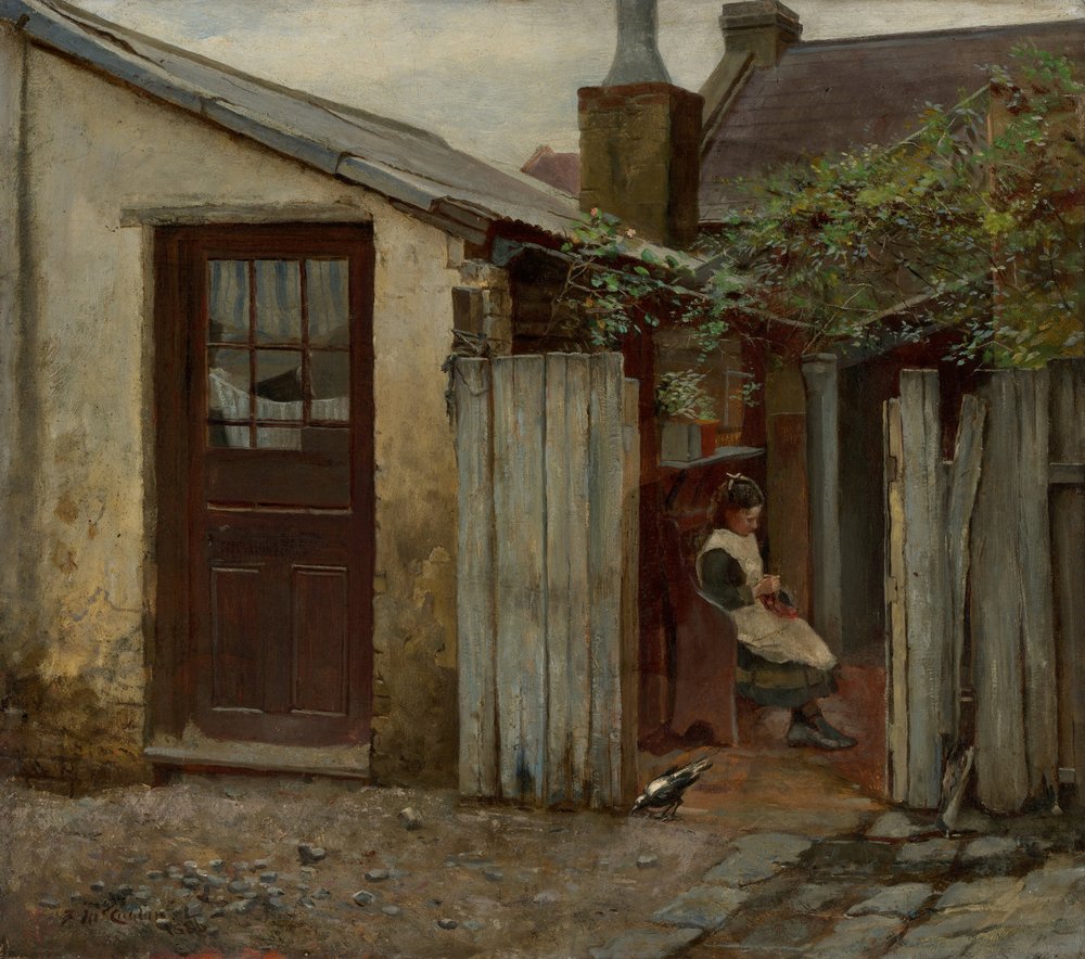 Ragazza con uccello alla panetteria di King Street da Frederick McCubbin
