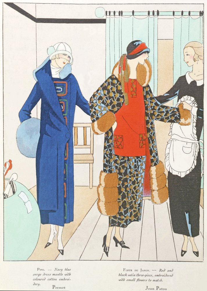 Alcune graziose novità di Art-Gout-Beaute, costumi di Premet e Jean Patou, ottobre 1923 (litografia) da French School
