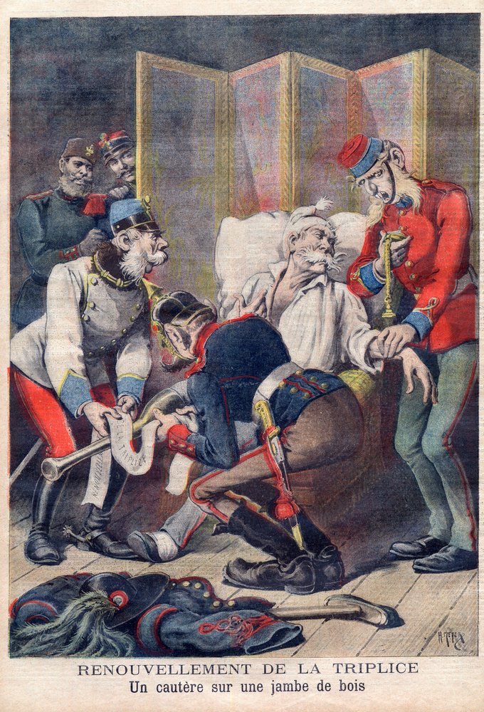 Caricatura della Triplice Alleanza di Germania, Austria e Italia, da Le Petit Journal, giugno 1896 da French School
