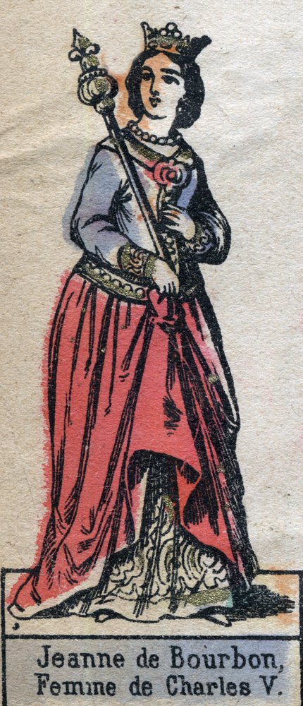 Ritratto di Jeanne de Bourbon (1337-1378), moglie di Carlo V di Francia. Illustrazione fine XIX secolo da French School