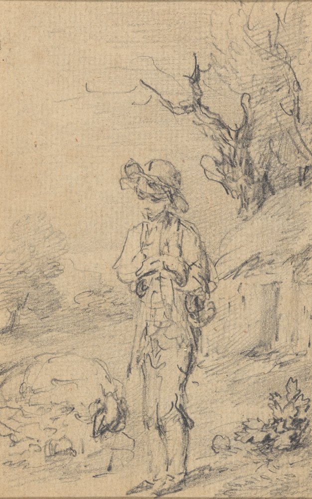 Ragazzo in piedi vicino a un cottage da Gainsborough Dupont