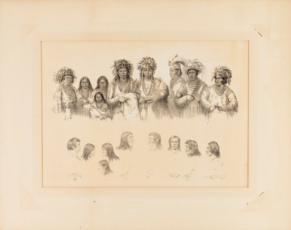 Indiani: 9 torsi maschili e femminili; 9 teste, profili - n. 28 da George Catlin