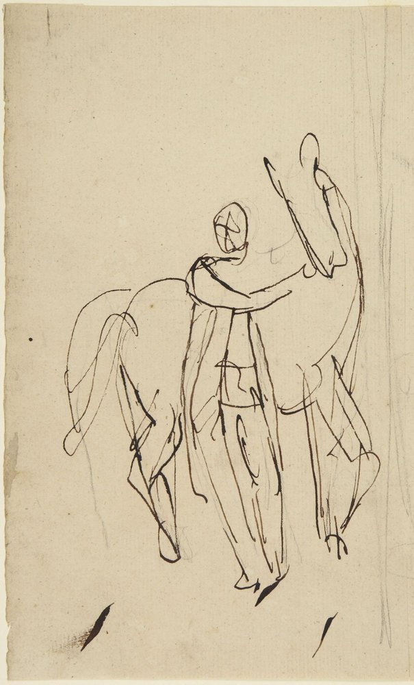 Studio per un ritratto di un uomo in piedi con un cavallo da George Romney