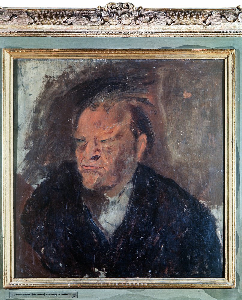 Ritratto del poeta italiano Giuseppe Ungaretti (1888-1970). Dipinto di ...