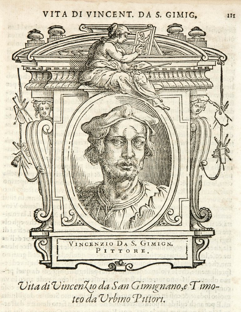 Milan, Biblioteca Braidense, Vite de piv excellent, Giorgio Vasari 1568, Vincenzo Tamagni from San Gininiano da Giorgio Vasari