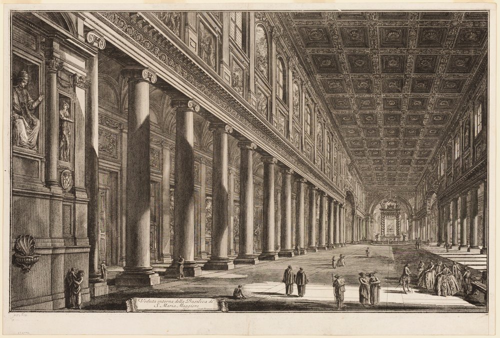 Vista interna della Basilica di S. Maria Maggiore, da Vedute di Roma da Giovanni Battista Piranesi