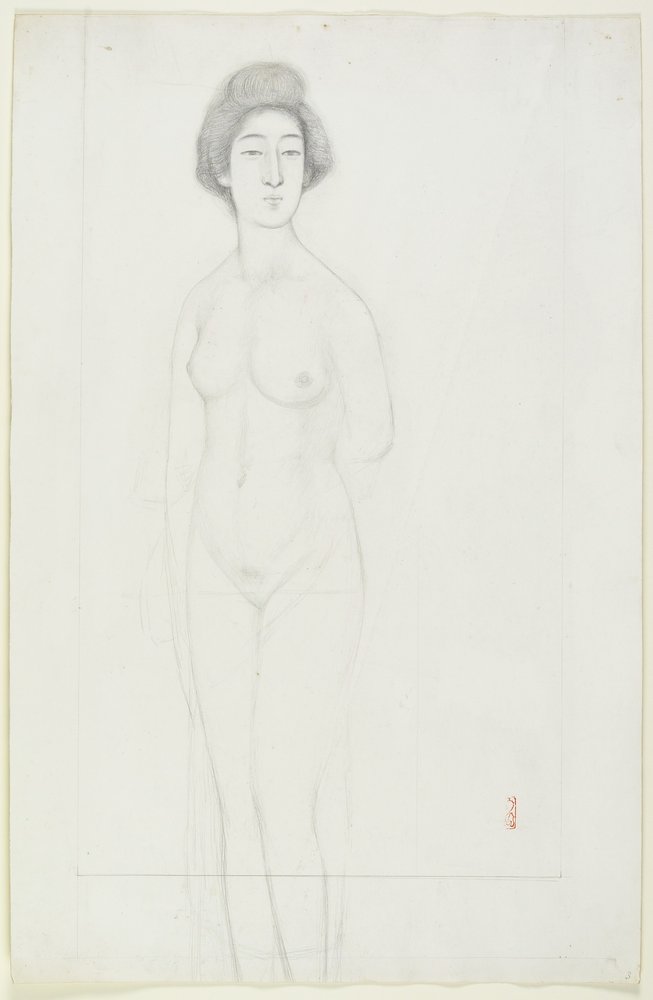 Disegno di un nudo frontale, inizio del XX secolo da Goyo Hashiguchi