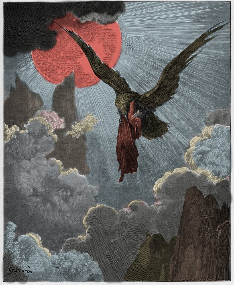Purgatorio, canto 9: Dante, in sogno, viene portato via da un