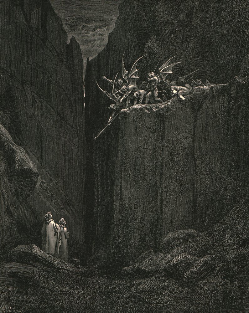 Appena i suoi piedi raggiunsero il più basso del letto sotto, c1890 da Gustave Dore