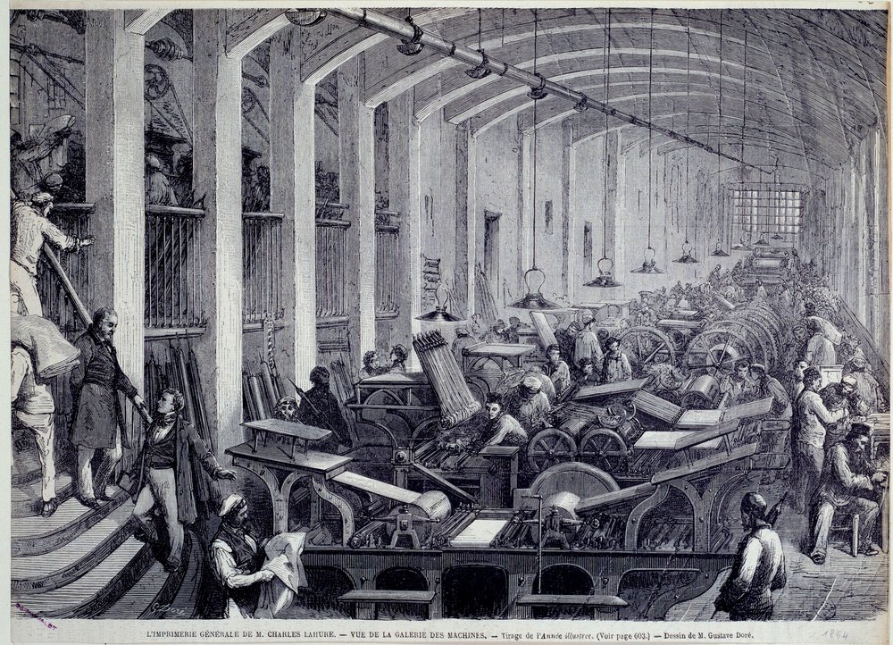 Veduta della galleria delle macchine da stampa di Charles Lahure